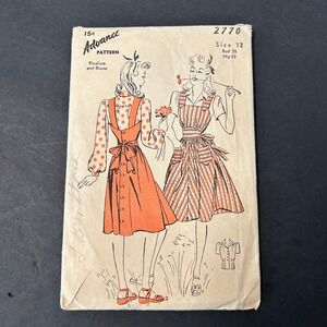 Vintage 1940's Advance Sewing Pattern 2770 Women Size 12 Pinafore Blouse